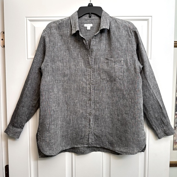 J Jill linen long sleeve, gray blouse, size small in excellent condition - Picture 1 of 4